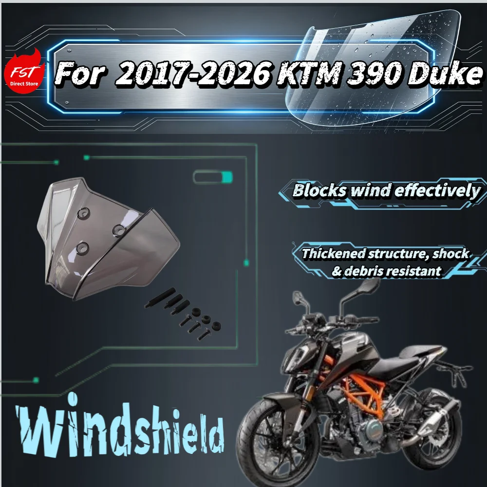 For KTM DUKE 390 2017-2026 Racing Style Front Windshield Wind Deflector Instrument Cover Windscreen Modified Kit
For KTM DUKE 390 2017-2026 Racing Style Front Windshield Wind Deflector Instrument Cover Windscreen Modified Kit