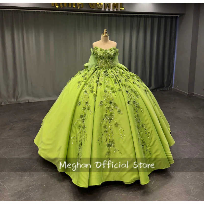 Green Quinceanera Dresses Ball Gown Off The Shoulder Appliques Beaded Sweet 16 Dresses 15 Años Mexican Customized
Green Quinceanera Dresses Ball Gown Off The Shoulder Appliques Beaded Sweet 16 Dresses 15 Años Mexican Customized