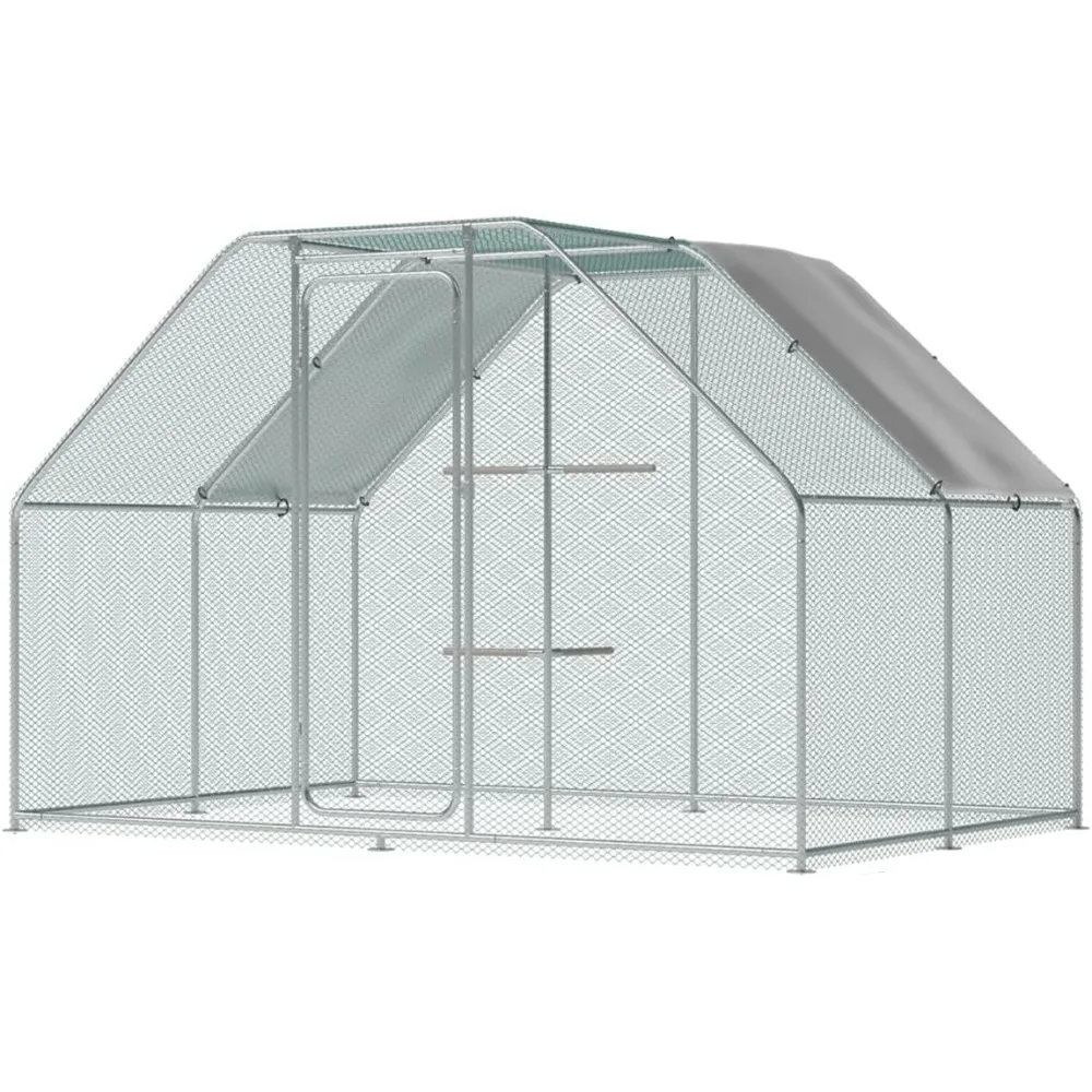 Large Metal Chicken Coop Run with Climbing Frame, Outdoor Walk-in Poultry Cage Flat Top with Waterproof&Anti-UV Cover, for Outdo
Large Metal Chicken Coop Run with Climbing Frame, Outdoor Walk-in Poultry Cage Flat Top with Waterproof&Anti-UV Cover, for Outdo