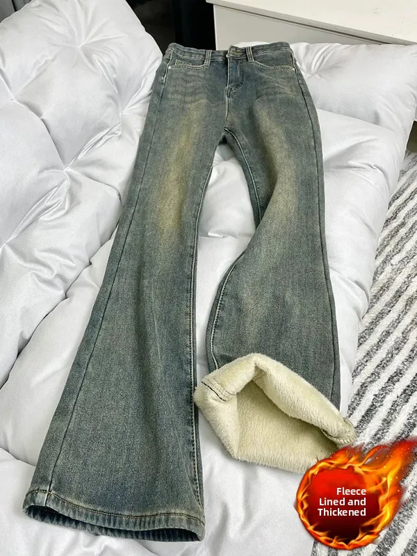 High Waist Fce Lined Micro Flared Jeans Women plus Size Versatile Slimming Winter Bootcut Pants Blue Thiened Stand Fit
High Waist Fce Lined Micro Flared Jeans Women plus Size Versatile Slimming Winter Bootcut Pants Blue Thiened Stand Fit