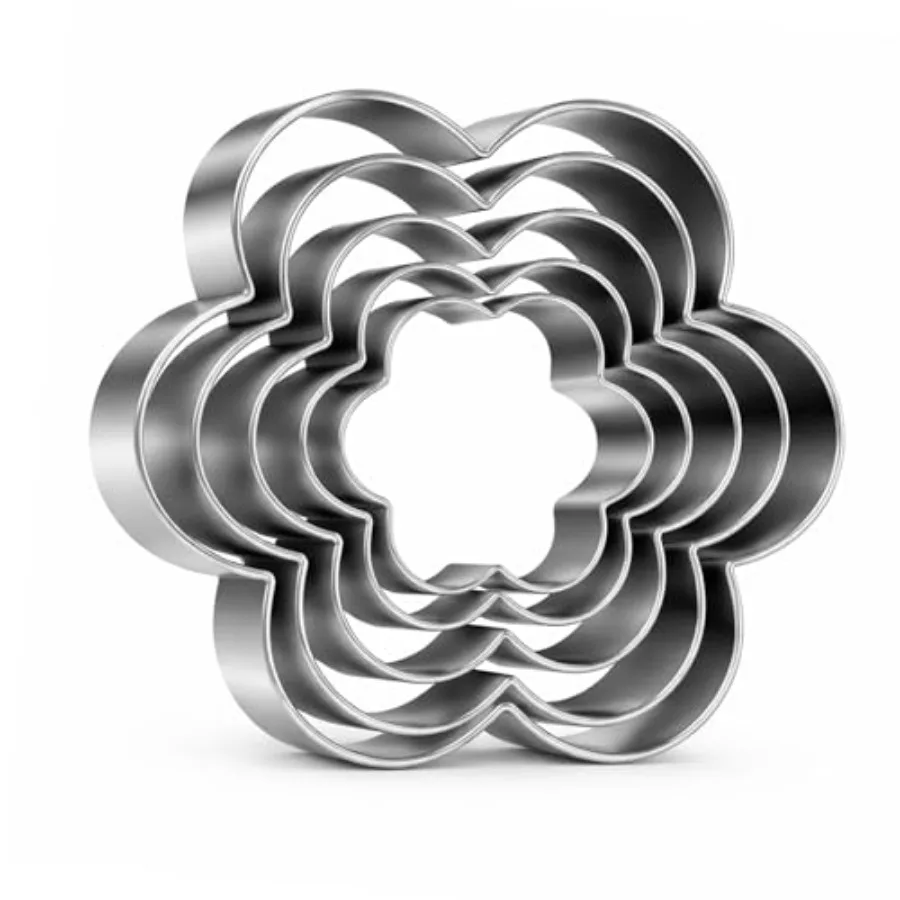 5 Pcs Flower Cookie Cutters Set, Stainless Steel Kitchen Scallop Flower Cookie Cutters Mold, Multi Size Fondant Biscui Cutter T
5 Pcs Flower Cookie Cutters Set, Stainless Steel Kitchen Scallop Flower Cookie Cutters Mold, Multi Size Fondant Biscui Cutter T
