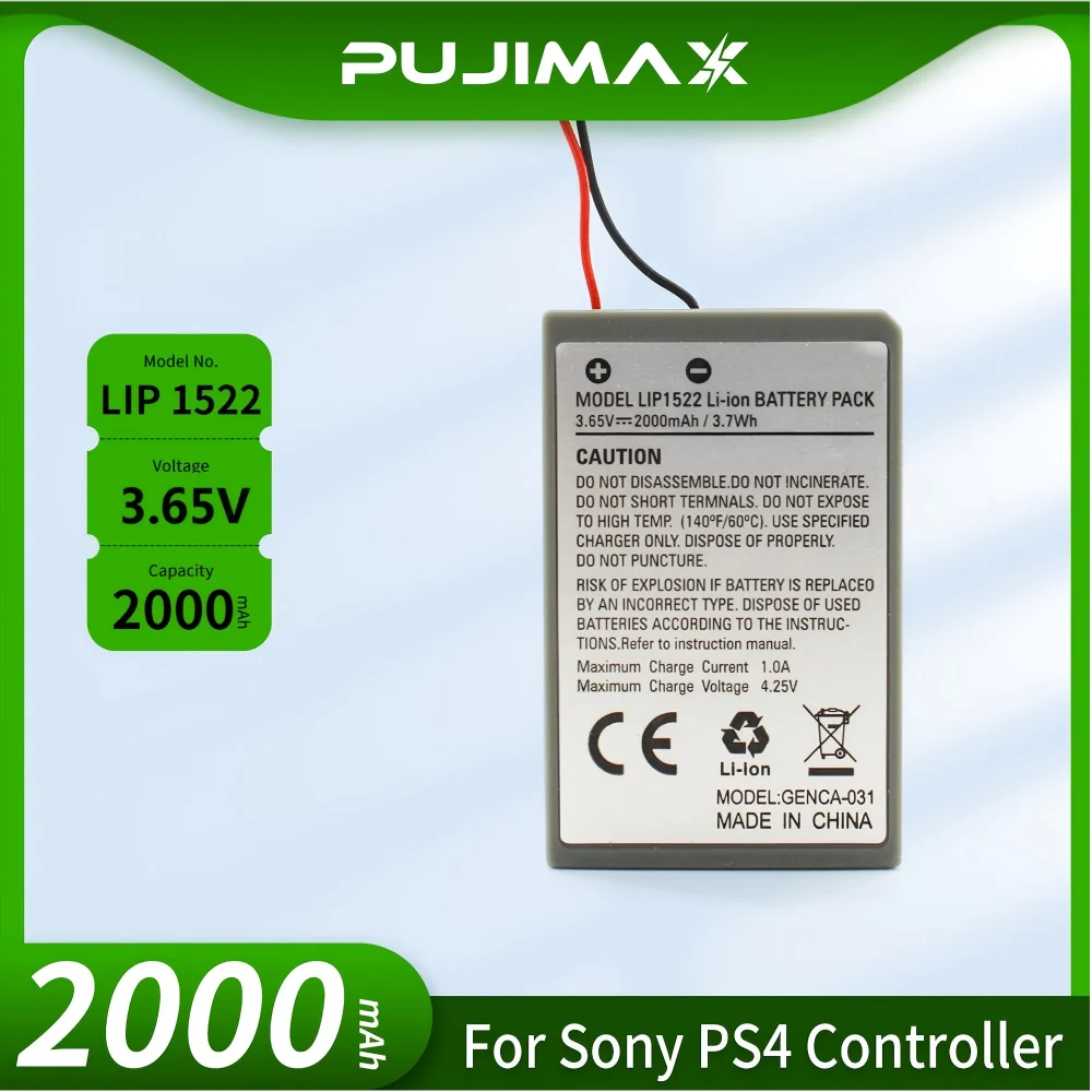 PUJIMAX 2000mAh Battery for PS4 Replacement for Sony Playstation 4 Dualshock 4 V1 V2 Controller CUH-ZCT2 CUH-ZCT2E CUH-ZCT1E
PUJIMAX 2000mAh Battery for PS4 Replacement for Sony Playstation 4 Dualshock 4 V1 V2 Controller CUH-ZCT2 CUH-ZCT2E CUH-ZCT1E