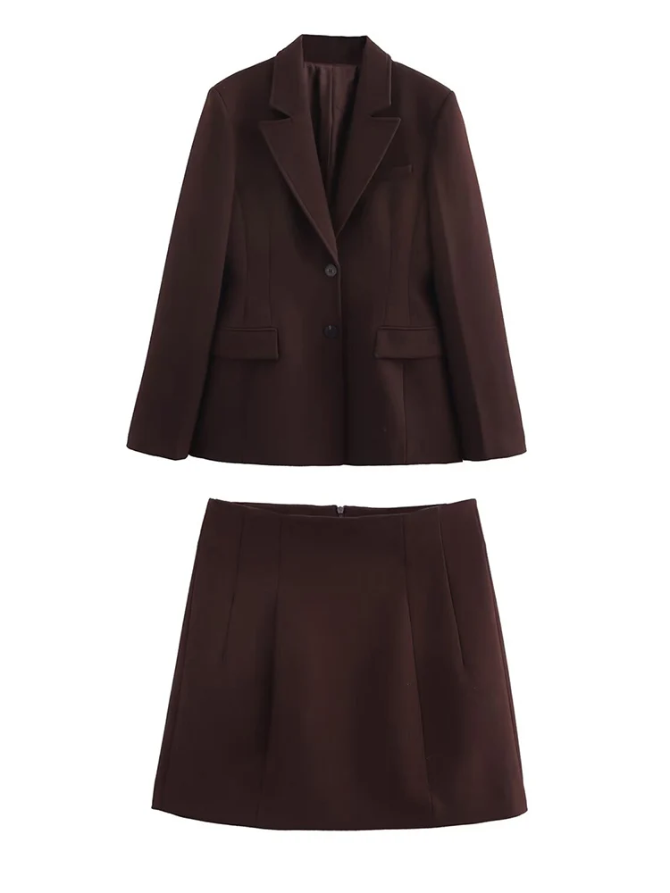 KUCLUT Women Fashion 2 Piece Set Brown Single Breasted Blazer & Vintage Back Zipper Mini Skirt Female Chic Lady Skirts Set
KUCLUT Women Fashion 2 Piece Set Brown Single Breasted Blazer & Vintage Back Zipper Mini Skirt Female Chic Lady Skirts Set