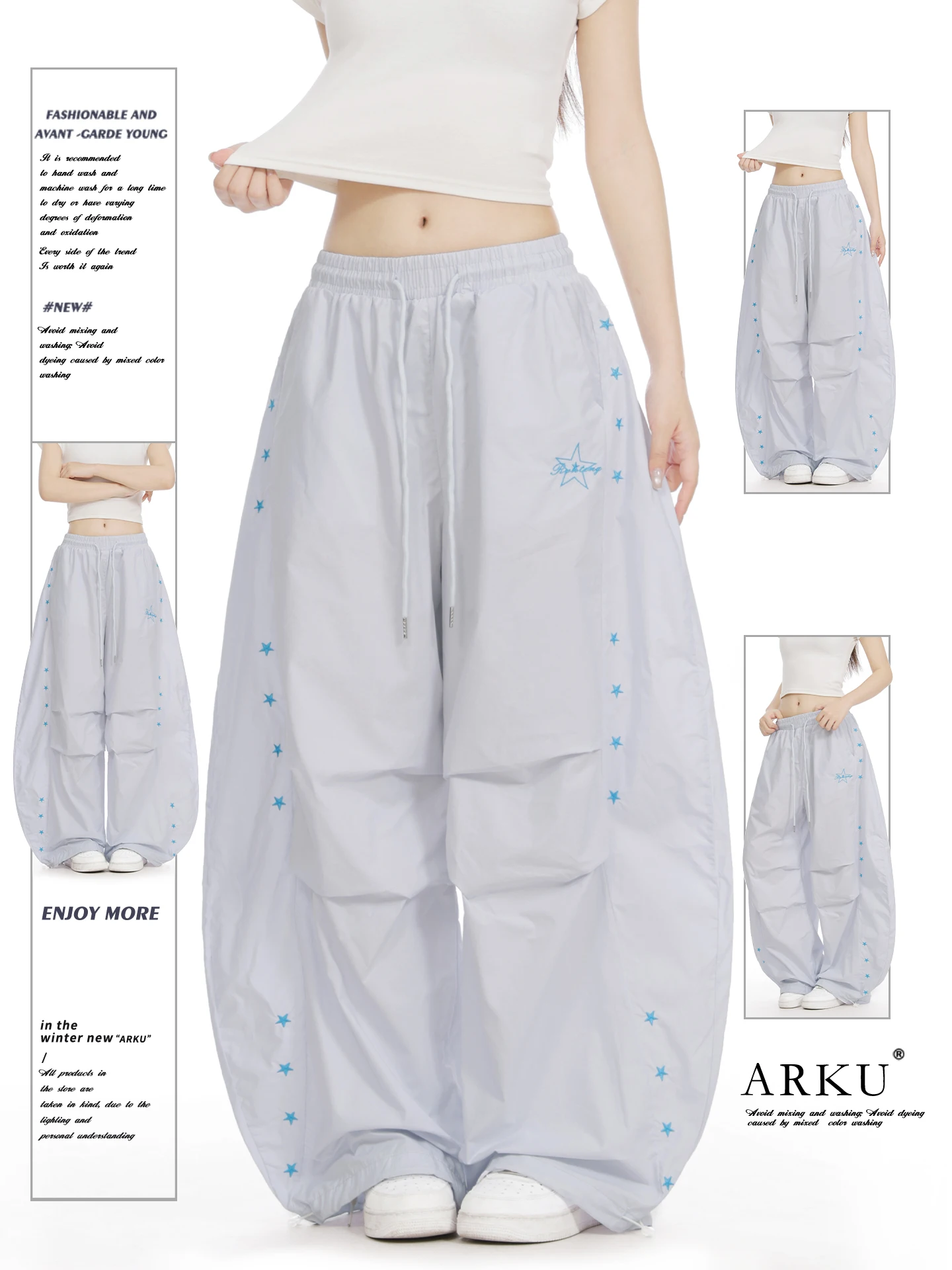 American Retro Star Embroidery Paratrooper Work Pants Women Loose Lazy Pleated Wide Leg Casual Pants Casual Style Natural Wai...
American Retro Star Embroidery Paratrooper Work Pants Women Loose Lazy Pleated Wide Leg Casual Pants Casual Style Natural Wai...