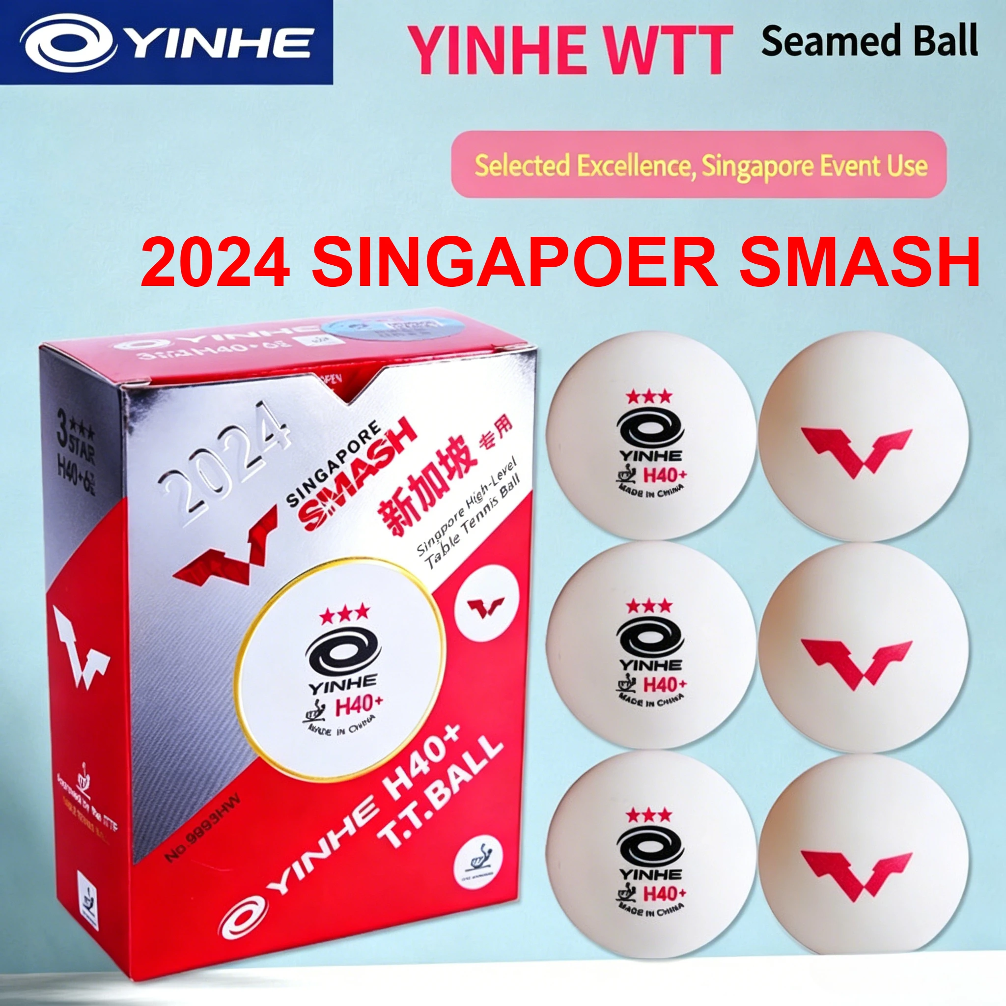 YINHE WTT H40+ Seamed Table Tennis Balls 2024 Singapore SMASH Table Tennis Balls ABS New Materials Ping Pong Balls 6pcs/box
YINHE WTT H40+ Seamed Table Tennis Balls 2024 Singapore SMASH Table Tennis Balls ABS New Materials Ping Pong Balls 6pcs/box