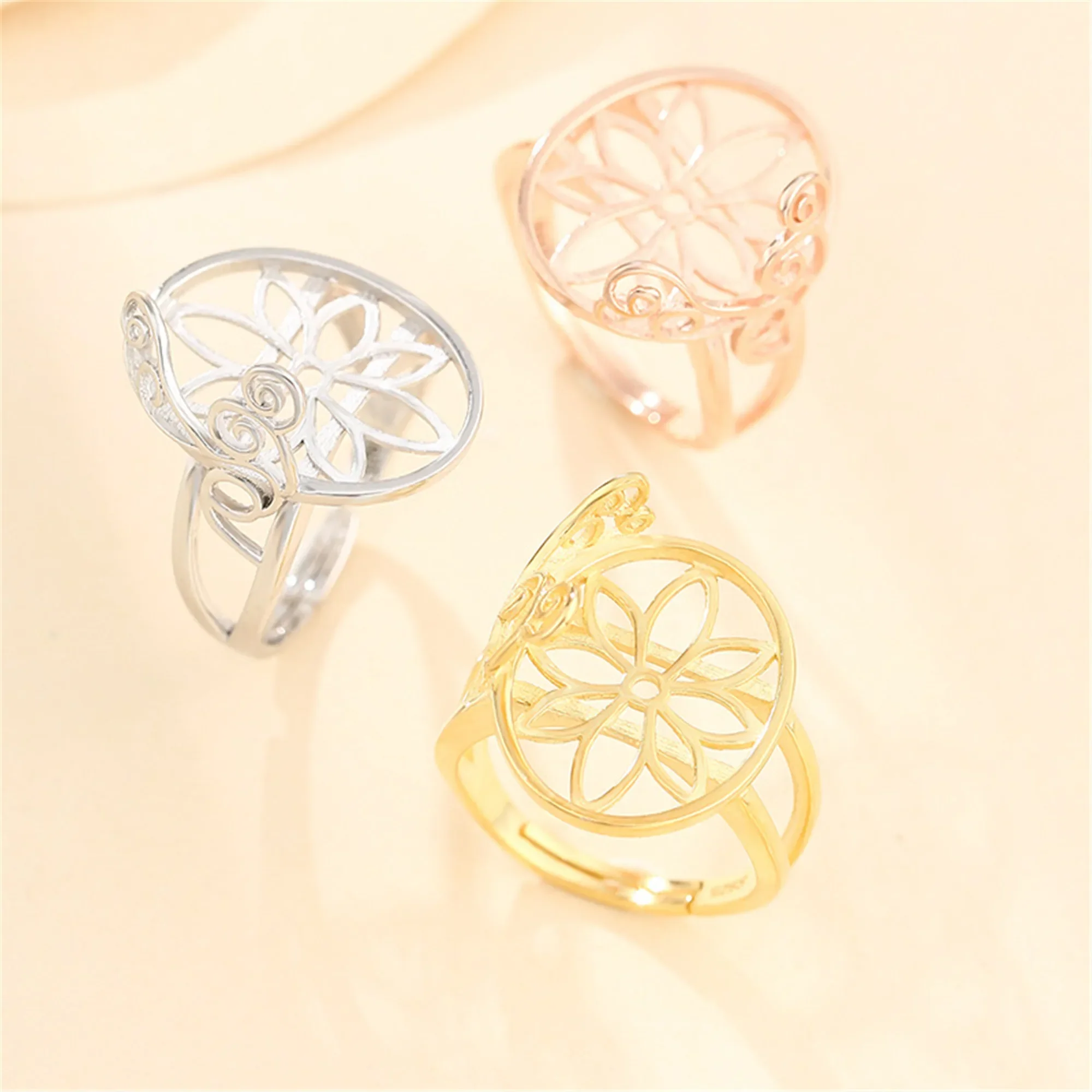 Ring Setting for 15x19mm Oval Cabochons Gold Plated 925 Silver Ring Base Adjustable Ring Blank SR0263
Ring Setting for 15x19mm Oval Cabochons Gold Plated 925 Silver Ring Base Adjustable Ring Blank SR0263