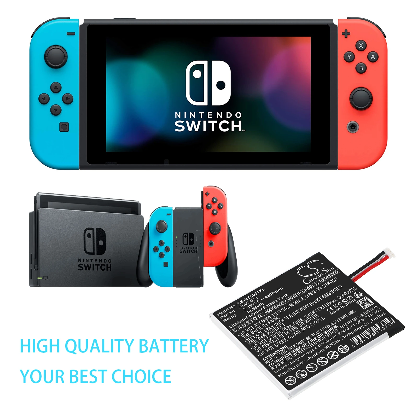 Cameron Sino 4600mAh Battery For Nintendo Switch HAC-001 HAC-S-JP/EU-C0 HAC-003 HAC-A-BPHAT-C0
Cameron Sino 4600mAh Battery For Nintendo Switch HAC-001 HAC-S-JP/EU-C0 HAC-003 HAC-A-BPHAT-C0
