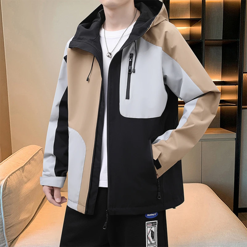 Men's stormcoat Spring Autumn New Fashion Color-Blocked Single Hooded Waterproof Outdoor Adventure Coat Men's Versatile Jacket
Men's stormcoat Spring Autumn New Fashion Color-Blocked Single Hooded Waterproof Outdoor Adventure Coat Men's Versatile Jacket