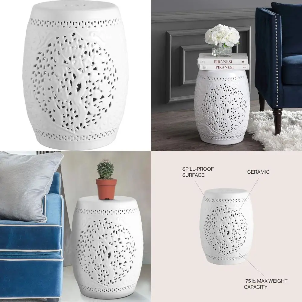 18 Modern Indoor/Outdoor Garden Stool, Side Table, Plant Stand, Spill-Proof, White
18 Modern Indoor/Outdoor Garden Stool, Side Table, Plant Stand, Spill-Proof, White