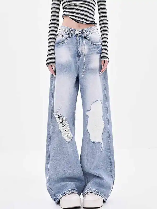 2025 Spring American Vintage Y2K 2000s Washed Do Old Blue Baggy Ripped Jeans Women's Loose Wide Leg Cargo Casual Denim Pants
2025 Spring American Vintage Y2K 2000s Washed Do Old Blue Baggy Ripped Jeans Women's Loose Wide Leg Cargo Casual Denim Pants