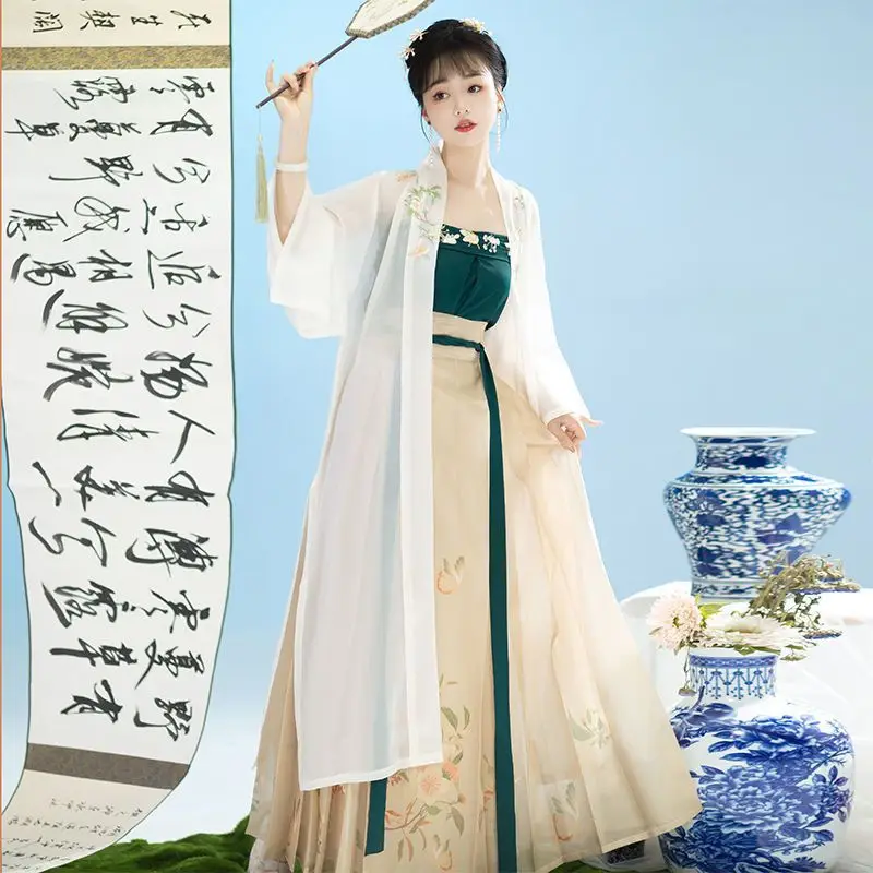 Chinese Hanfu Women's clothes traditional retro Song elegant Hanfu long-sleeved gown gown daily Hanfu hundred skirt suit
Chinese Hanfu Women's clothes traditional retro Song elegant Hanfu long-sleeved gown gown daily Hanfu hundred skirt suit