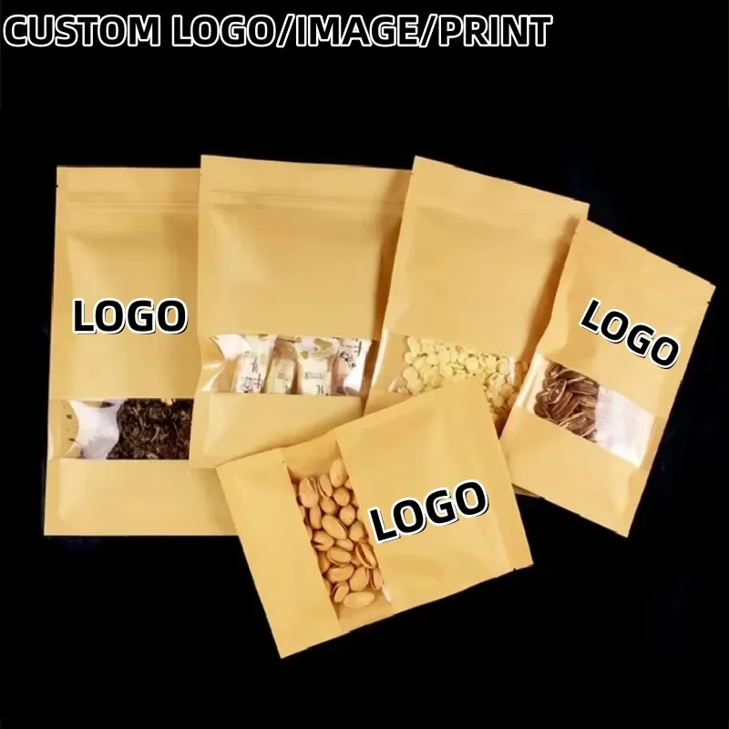 Flat Bottom Kraft Paper Ziplock Pouches With Clear Window Custom Logo Food Storage Bags For Coffee Bean Spice Candy Beef Snack
Flat Bottom Kraft Paper Ziplock Pouches With Clear Window Custom Logo Food Storage Bags For Coffee Bean Spice Candy Beef Snack