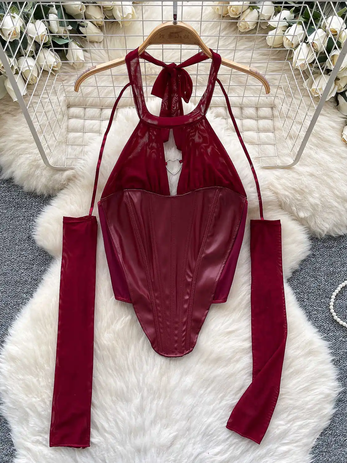 Women Red Crop Top Mesh Leather Patchwork Long Sleeve Vest Off Shoulder Corset Top Y2k Tank Top 2000s 90s Vintage Clothes Summer
Women Red Crop Top Mesh Leather Patchwork Long Sleeve Vest Off Shoulder Corset Top Y2k Tank Top 2000s 90s Vintage Clothes Summer