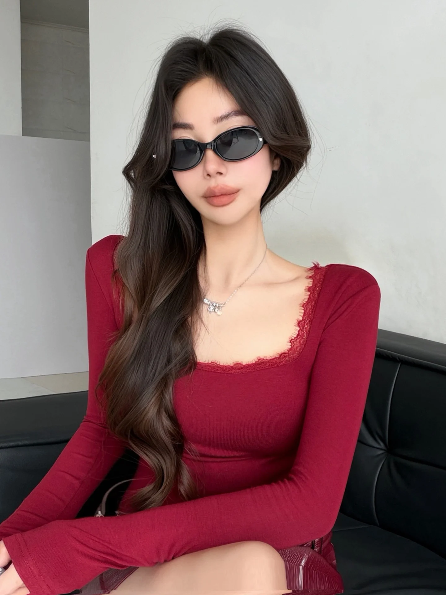 Sexy Lace Back Long Sleeve T-Shirt Women's Red Square Collar Slim Fit Base Shirt Top Rose Vintage Retro Heat Wave
Sexy Lace Back Long Sleeve T-Shirt Women's Red Square Collar Slim Fit Base Shirt Top Rose Vintage Retro Heat Wave