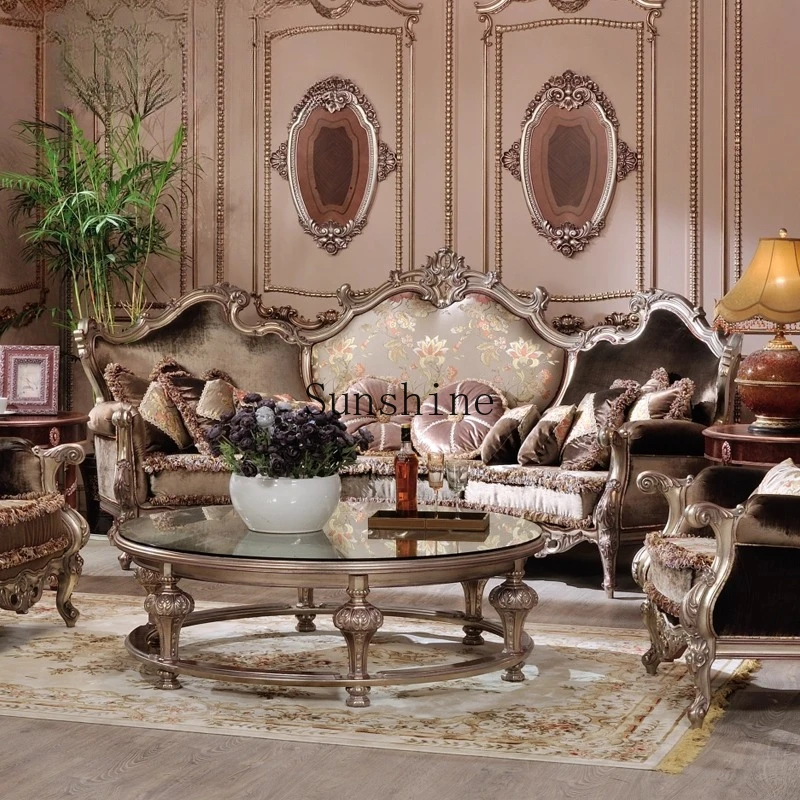 Home French classical solid wood carving flower palace style villa home curved multi-person sofa combination
Home French classical solid wood carving flower palace style villa home curved multi-person sofa combination