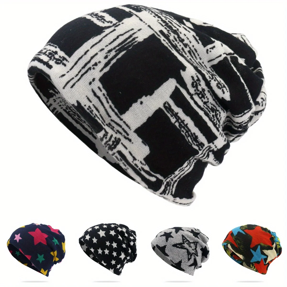 Fashionable Star Pattern Elastic Dual-use Knitted Hat Loose, Soft, Draping Beret Skull Headscarf
Fashionable Star Pattern Elastic Dual-use Knitted Hat Loose, Soft, Draping Beret Skull Headscarf