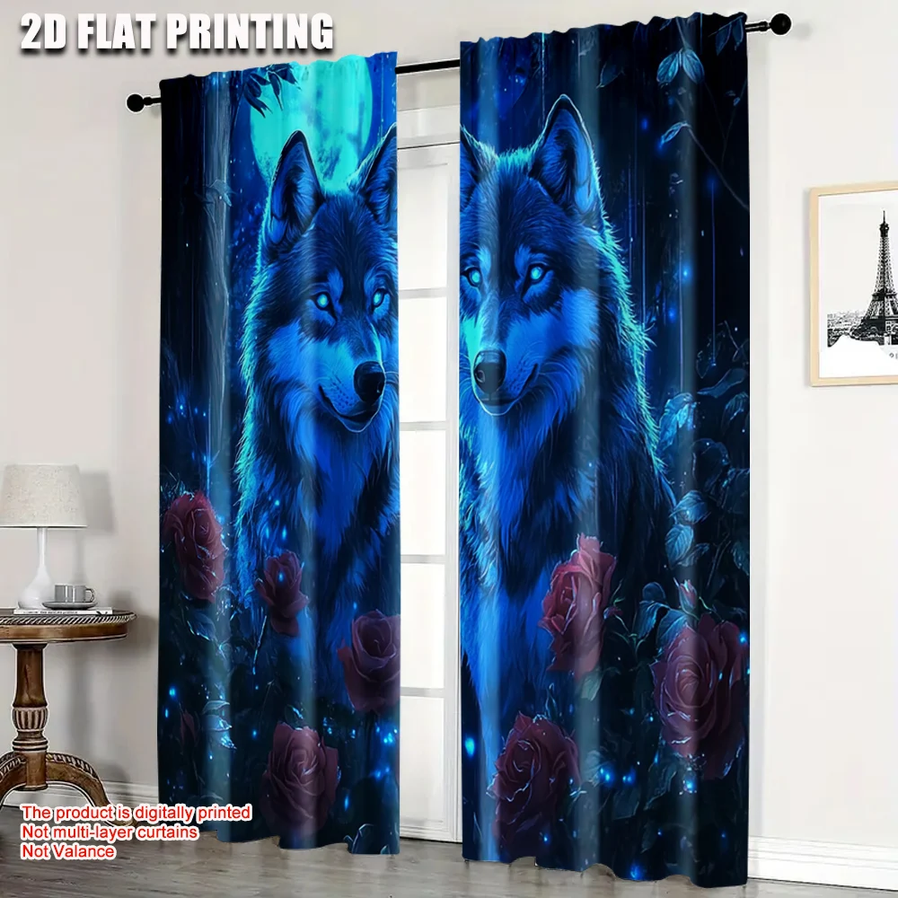 2pcs, Popular Curtain Panels 2D plane printing Mystical Wolf & Blue Roses Polyester (without rod) Decorations For Home for Home
2pcs, Popular Curtain Panels 2D plane printing Mystical Wolf & Blue Roses Polyester (without rod) Decorations For Home for Home