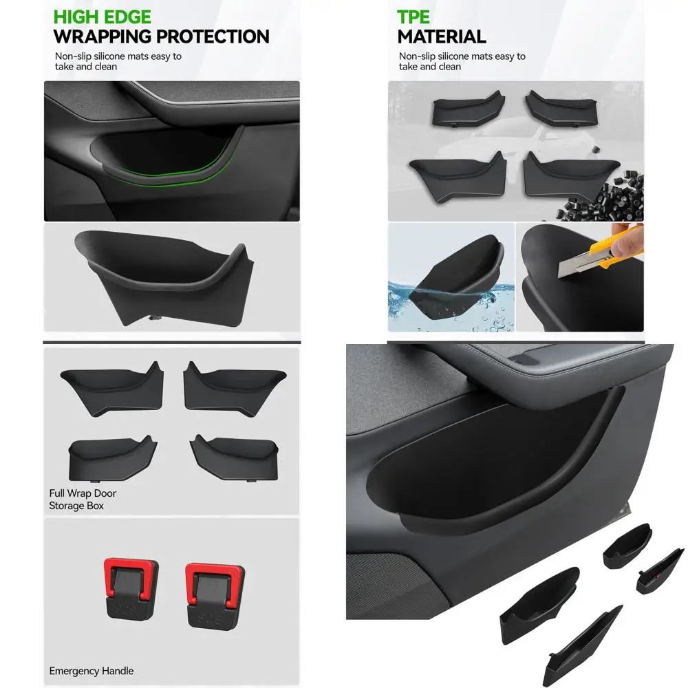 4PCS Door Side Storage Box Full-Wrap Pocket Liner compatible with 2026 2025 Tesla Model Y Juniper Accessories with Emergency Esc
4PCS Door Side Storage Box Full-Wrap Pocket Liner compatible with 2026 2025 Tesla Model Y Juniper Accessories with Emergency Esc