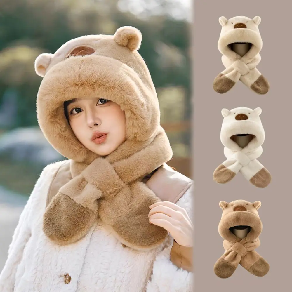 Cute Winter Integrated Cap Scarf Thickened Soft Plush Kids Winter Warm Hat Windproof Fleece Lined Capybara Hooded Scarf Set
Cute Winter Integrated Cap Scarf Thickened Soft Plush Kids Winter Warm Hat Windproof Fleece Lined Capybara Hooded Scarf Set
