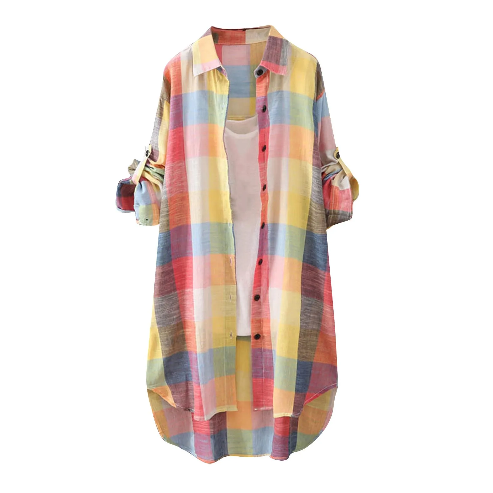 Female Oversized Classic Style Plaid Splicing Long Sleeve Cardigan Fashion Classic Lighweight Beach Holiday Wear Long T-shirt
Female Oversized Classic Style Plaid Splicing Long Sleeve Cardigan Fashion Classic Lighweight Beach Holiday Wear Long T-shirt