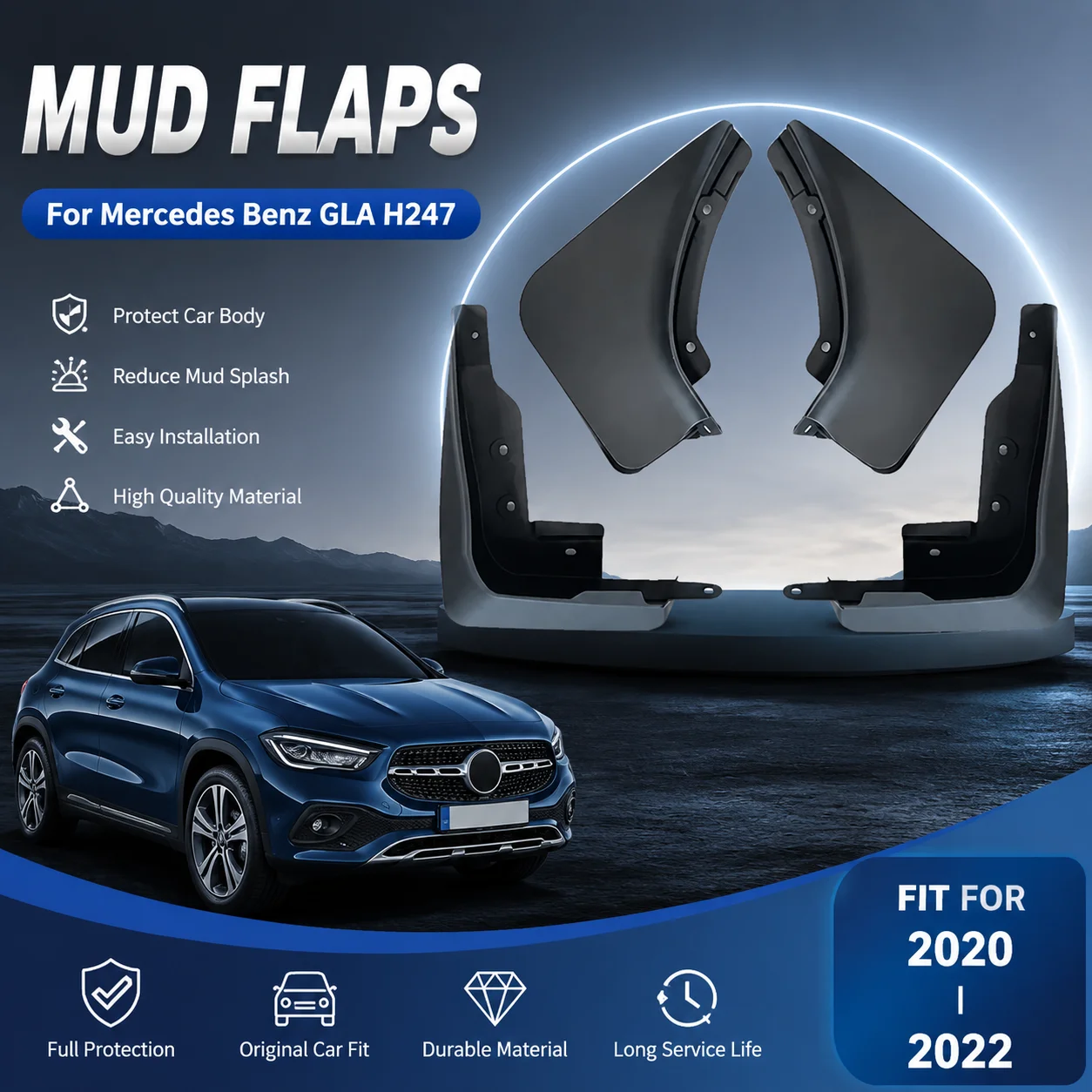 For Mercedes Benz GLA H247 2020~2022 Car Mud Flaps Mudguards Fenders Flares Splash Duraflap Reduces Dust Mud-blocking Waterproof
For Mercedes Benz GLA H247 2020~2022 Car Mud Flaps Mudguards Fenders Flares Splash Duraflap Reduces Dust Mud-blocking Waterproof