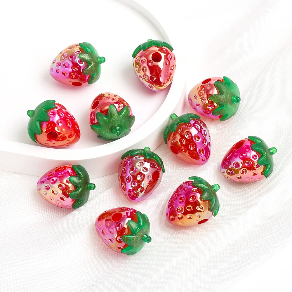 10 pcs/pack Acrylic Electroplated Simulated Stereo Strawberry Straight Hole Beaded Jewelry Accessories DIY Mobile Phone Chain Ac
10 pcs/pack Acrylic Electroplated Simulated Stereo Strawberry Straight Hole Beaded Jewelry Accessories DIY Mobile Phone Chain Ac