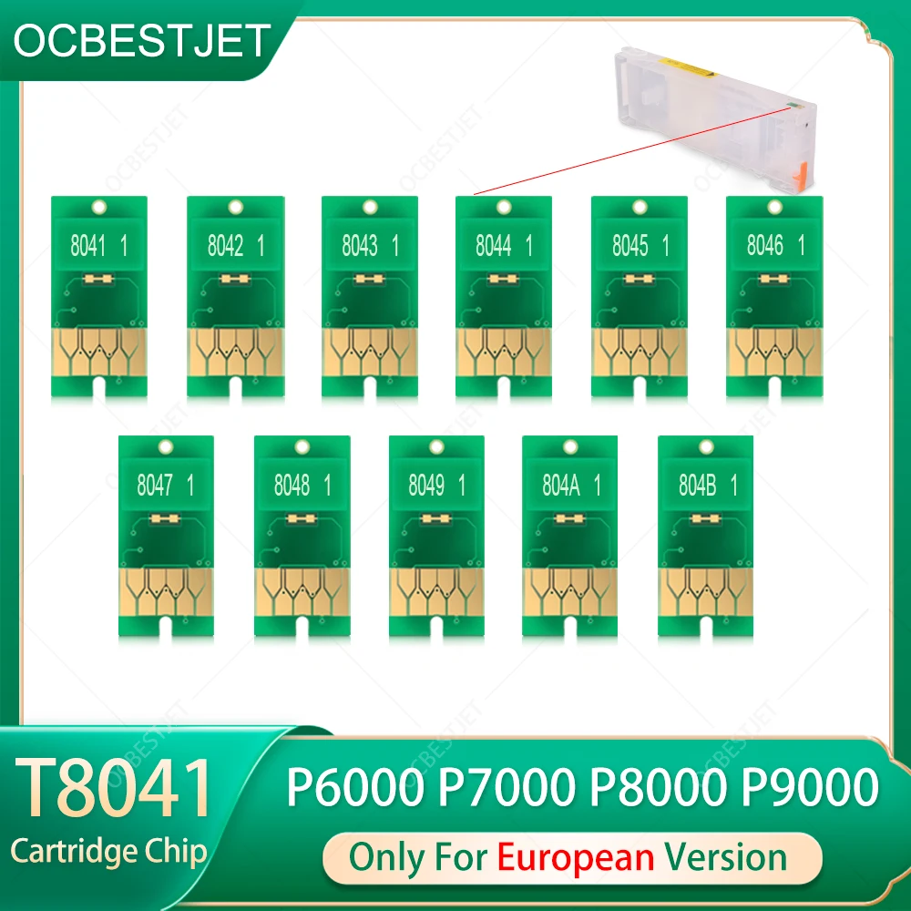 P6000 T8041-T8049 T804A B T804D Ink Cartridge Chip For Epson SureColor P6000 P7000 P8000 P9000 Printer Chips European Version
P6000 T8041-T8049 T804A B T804D Ink Cartridge Chip For Epson SureColor P6000 P7000 P8000 P9000 Printer Chips European Version