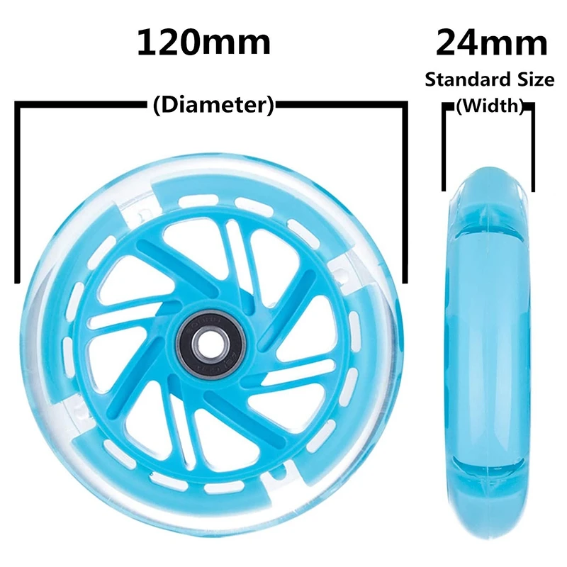 1Pair 120mm Children Scooter LED Lights Flashing Wheels with Bearings Front/Rear LED Flashing Scooter Wheels,Blue
1Pair 120mm Children Scooter LED Lights Flashing Wheels with Bearings Front/Rear LED Flashing Scooter Wheels,Blue