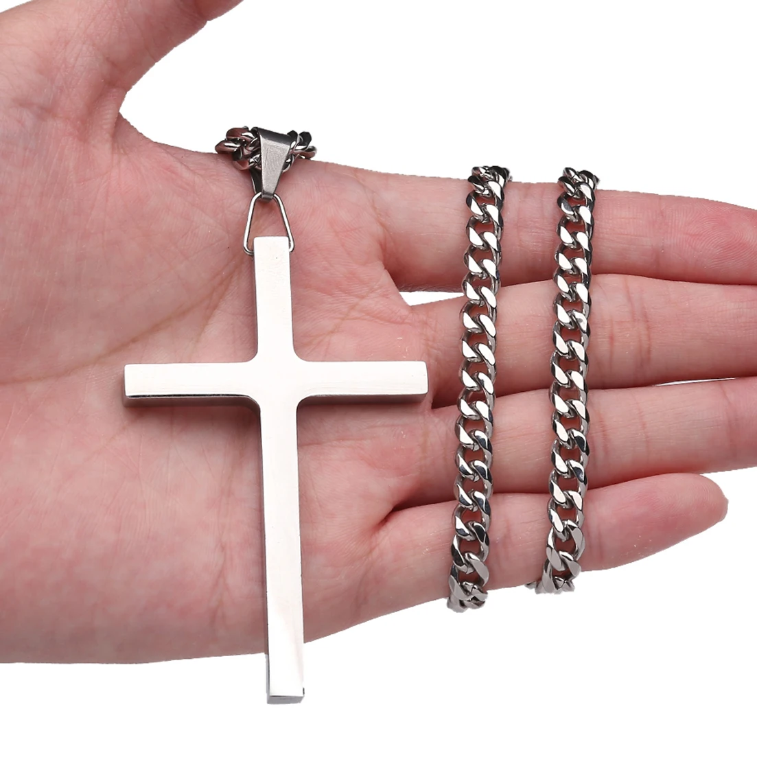 Punk Big Stainless Steel Cross Pendant Necklace for Men Women Simple Silver Color Jewelry Male Female Chain Choker
Punk Big Stainless Steel Cross Pendant Necklace for Men Women Simple Silver Color Jewelry Male Female Chain Choker