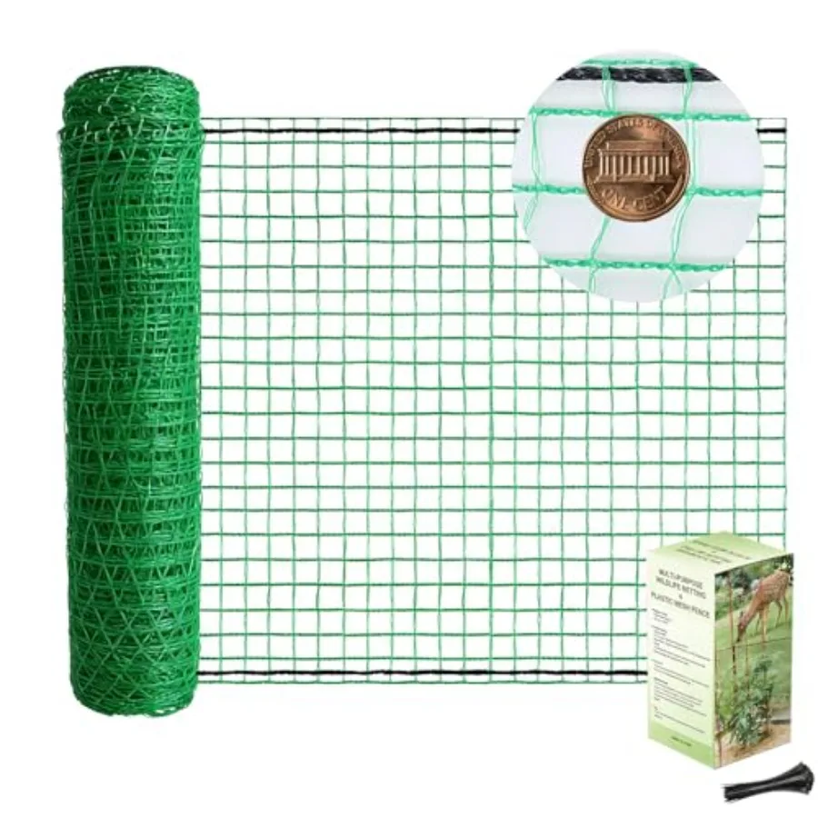 7x100ft Deer Fence Netting for garden use, heavy-duty plastic mesh in green, UV-resistant and tear-proof animal barrier against
7x100ft Deer Fence Netting for garden use, heavy-duty plastic mesh in green, UV-resistant and tear-proof animal barrier against