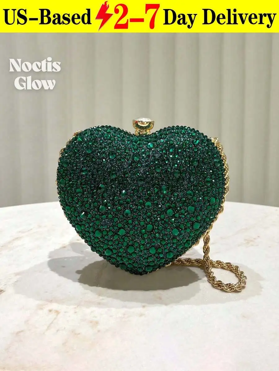 Emerald Green Rhinestone Heart Shaped Mini Clutch Bag For Women Evening Party Wedding
Emerald Green Rhinestone Heart Shaped Mini Clutch Bag For Women Evening Party Wedding