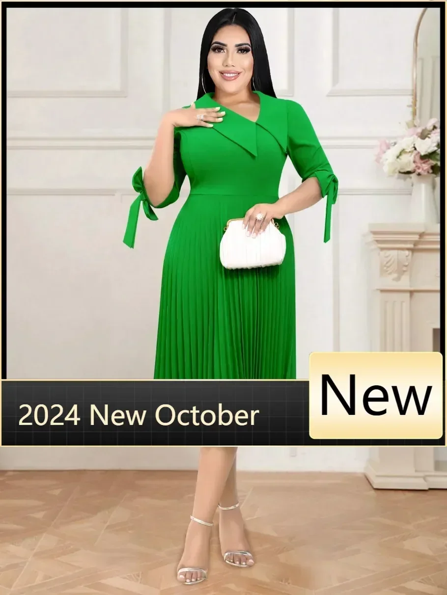 Customized Women Elegant Green Pleated Church Dress Irregular Collar Half Sleeve With Bow A-Line Midi Length Evening Party Plus
Customized Women Elegant Green Pleated Church Dress Irregular Collar Half Sleeve With Bow A-Line Midi Length Evening Party Plus