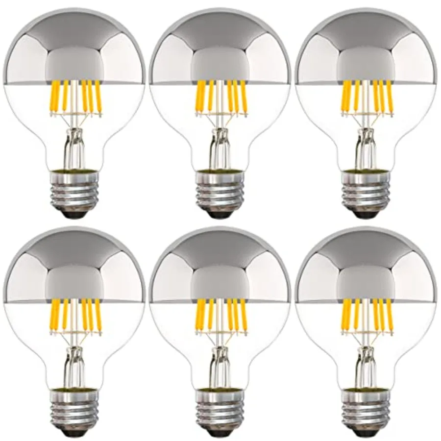 Half Chrome Light Bulb 6W 60 Watt Equivalent Dimmable G25 Globe 5000K Daylight Decorative LED Edison Bulb Tipped Light Bulb E26
Half Chrome Light Bulb 6W 60 Watt Equivalent Dimmable G25 Globe 5000K Daylight Decorative LED Edison Bulb Tipped Light Bulb E26