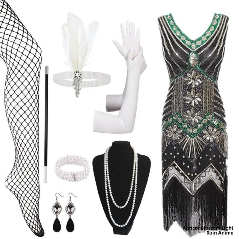 Ретро комплект с бахромой из бисера и аксессуарами для танца Гэтсби, вечернее платье, сверкающая юбка с блестками, традиционный китайский костюм
Ретро комплект с бахромой из бисера и аксессуарами для танца Гэтсби, вечернее платье, сверкающая юбка с блестками, традиционный китайский костюм