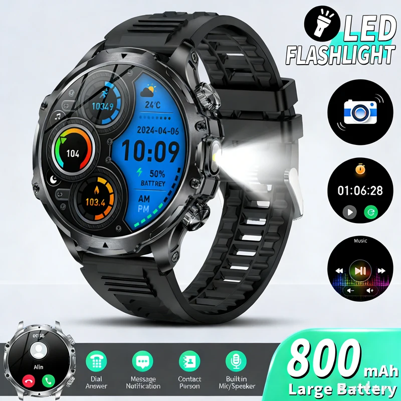 Новые умные часы для мужчин, 800 мАч, аккумулятор большой емкости, уличный фонарик, беспроводной вызов, водонепроницаемые, спортивные, фитнес-умные часы для мужчин
Новые умные часы для мужчин, 800 мАч, аккумулятор большой емкости, уличный фонарик, беспроводной вызов, водонепроницаемые, спортивные, фитнес-умные часы для мужчин