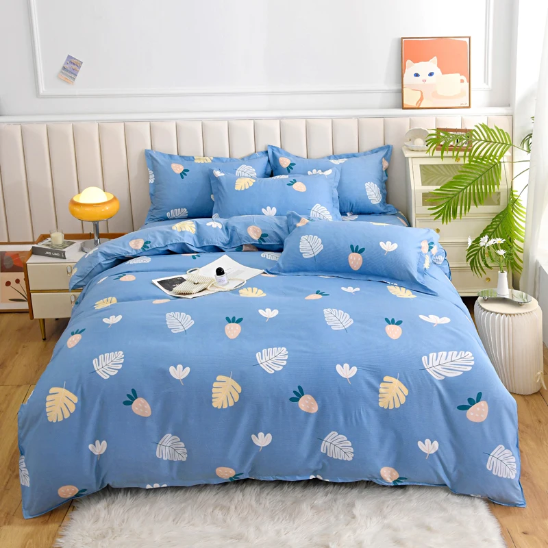 4pcs Blue Strawberry & Leaves Bedding Set, Soft Breathable Bed Linen with Duvet Cover, Pillowcases & Sheet, Full/Queen/King Size
4pcs Blue Strawberry & Leaves Bedding Set, Soft Breathable Bed Linen with Duvet Cover, Pillowcases & Sheet, Full/Queen/King Size