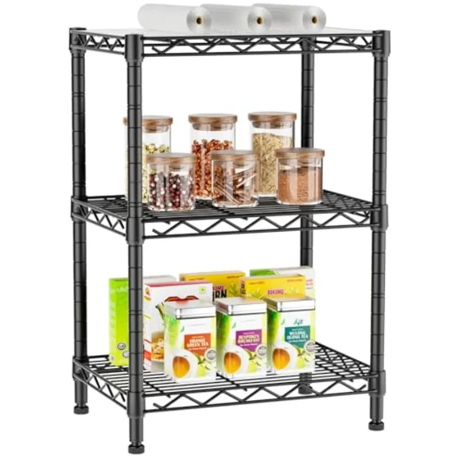 3 Tier Adjustable Storage Shelves Heavy Duty Metal Utility Shelf Wire Shelving Unit Organizer Rack for Home Kitchen Office Bath
3 Tier Adjustable Storage Shelves Heavy Duty Metal Utility Shelf Wire Shelving Unit Organizer Rack for Home Kitchen Office Bath