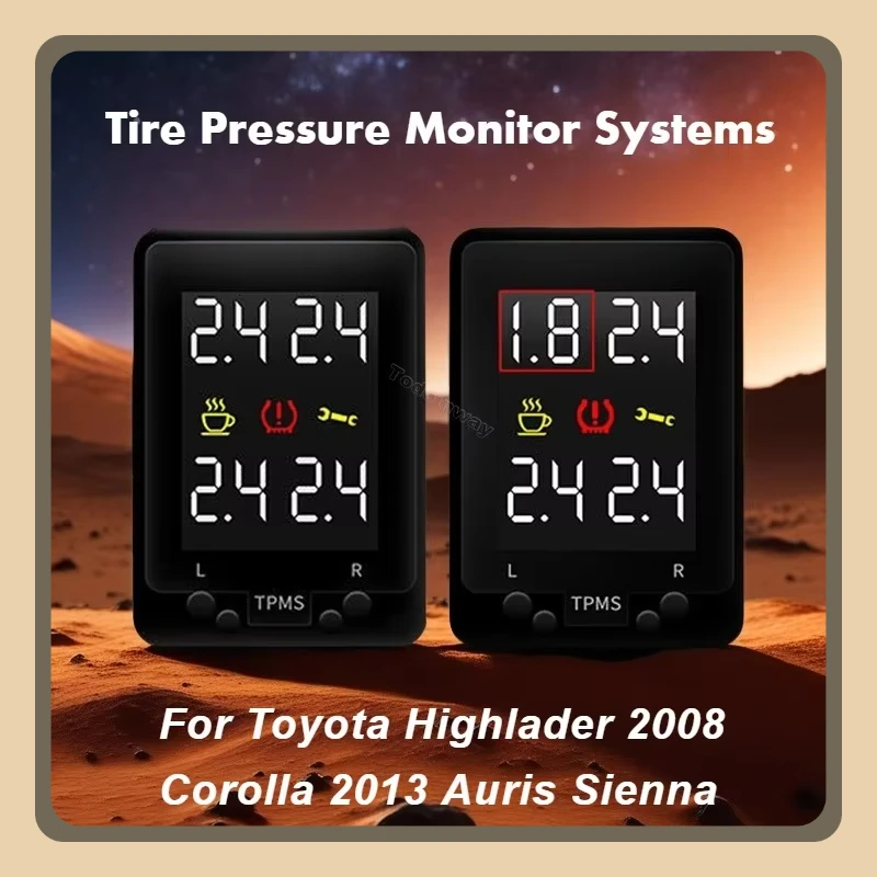 Tire Pressure Monitor Systems LCD Display Security Alarm for Toyota Highlader 2008 Corolla 2013 Auris Sienna Interior
Tire Pressure Monitor Systems LCD Display Security Alarm for Toyota Highlader 2008 Corolla 2013 Auris Sienna Interior