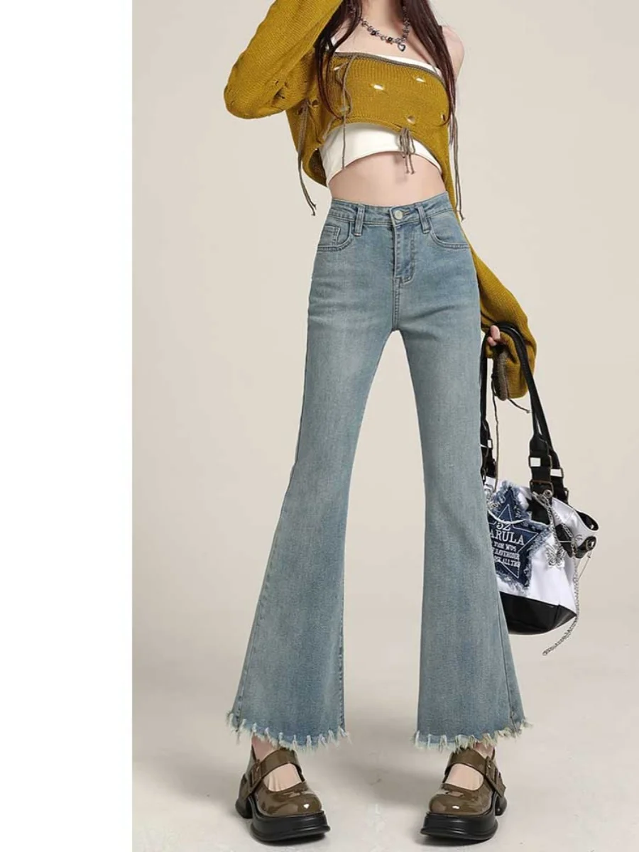 Flared Wide Leg Jeans Women's Spring Autumn plus Size Elastic Tassel Slimming High Waist Long Pants Casual High Waist Jeans
Flared Wide Leg Jeans Women's Spring Autumn plus Size Elastic Tassel Slimming High Waist Long Pants Casual High Waist Jeans