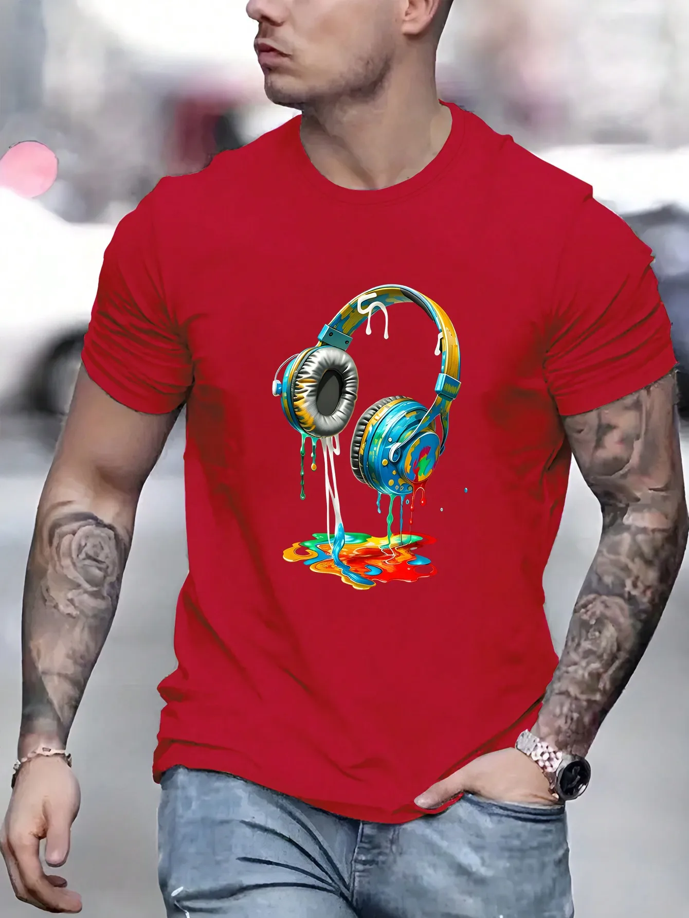 Manfinity Dauomo Men Summer Casual T-Shirt With Headphones Print And Round Neckline
Manfinity Dauomo Men Summer Casual T-Shirt With Headphones Print And Round Neckline