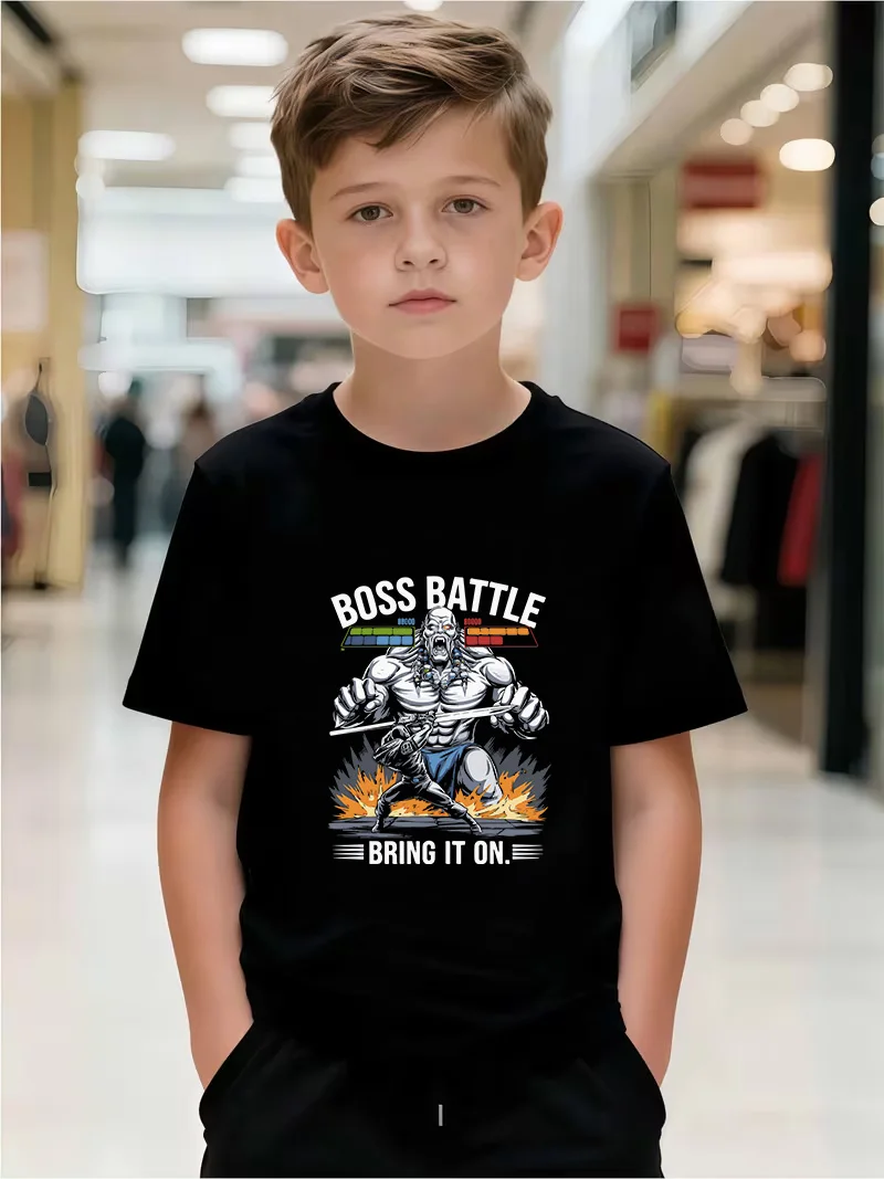 New Children T-Shirt With Game-Style Boss Battle Battle Pattern Print.Boys And Girls' Summer Casual Versatile Short-Sleeved Top
New Children T-Shirt With Game-Style Boss Battle Battle Pattern Print.Boys And Girls' Summer Casual Versatile Short-Sleeved Top