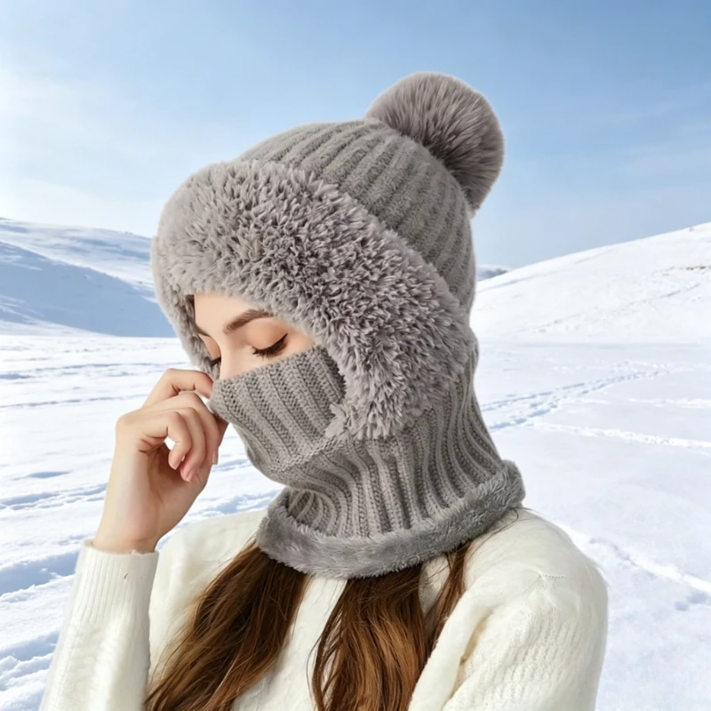 Winter Fleece Lined Knitted Hat Scarf Mask Warm Thick Knit Neck Warmer for Women Outdoor Skiing Cycling Cold Weather Daily Wear
Winter Fleece Lined Knitted Hat Scarf Mask Warm Thick Knit Neck Warmer for Women Outdoor Skiing Cycling Cold Weather Daily Wear