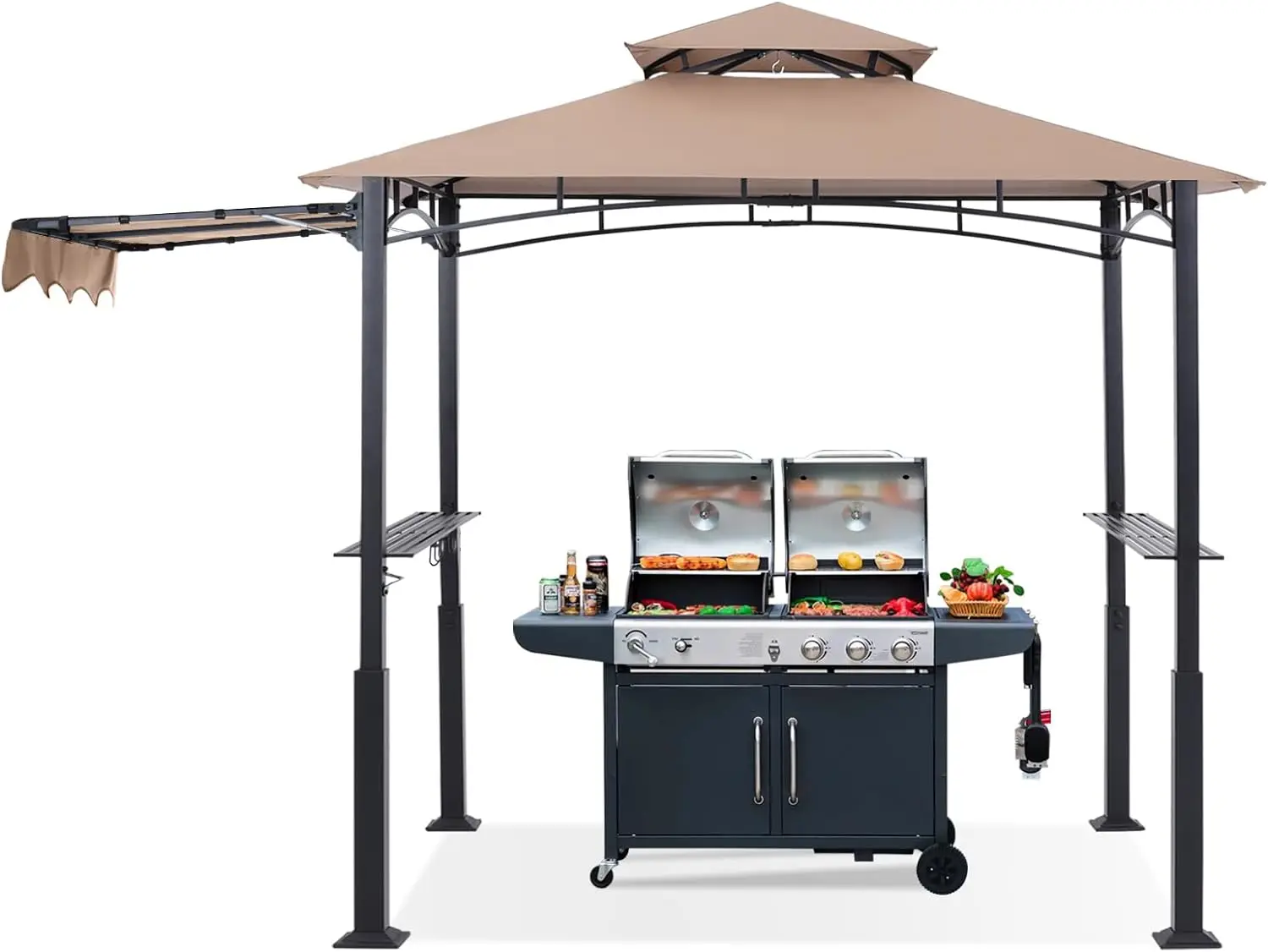 Grill Gazebo with Extra Awning - 5'x11' Outdoor Grill Canopy BBQ Gazebo Barbecue Canopy with LED Lights for Backyard, and Patio
Grill Gazebo with Extra Awning - 5'x11' Outdoor Grill Canopy BBQ Gazebo Barbecue Canopy with LED Lights for Backyard, and Patio