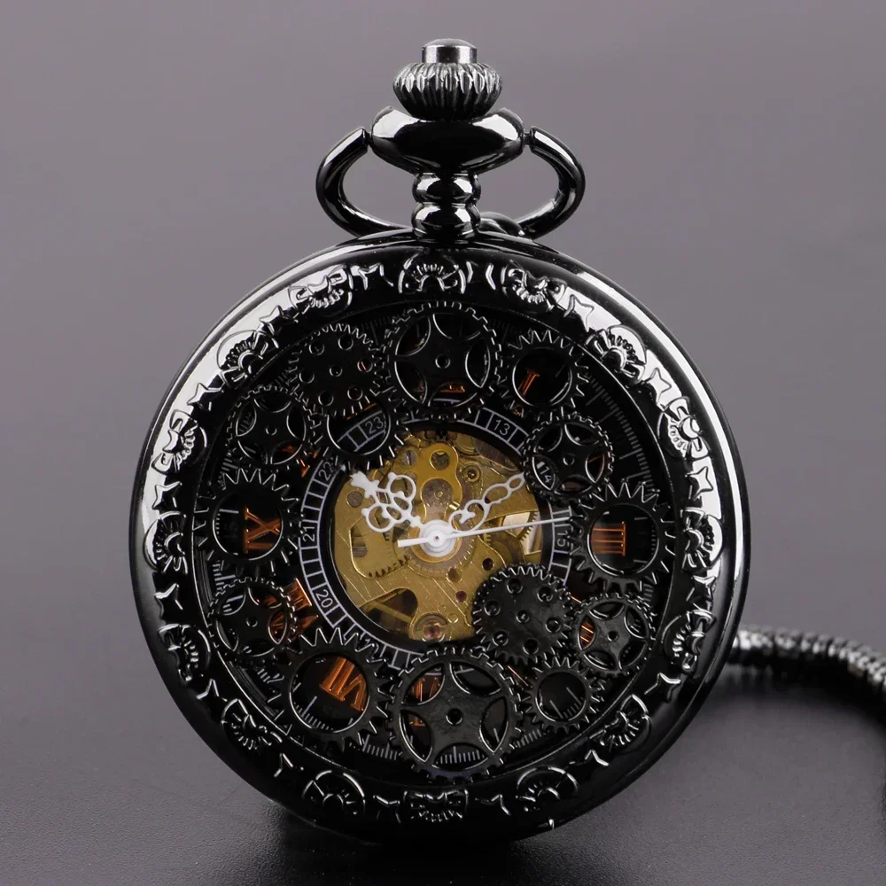 Royal Roman Numerals Men's Manual Mechanical Pocket Watch Black Gears Hollow Design Pocket Chain Pendant Vintage Clock PJX1586
Royal Roman Numerals Men's Manual Mechanical Pocket Watch Black Gears Hollow Design Pocket Chain Pendant Vintage Clock PJX1586