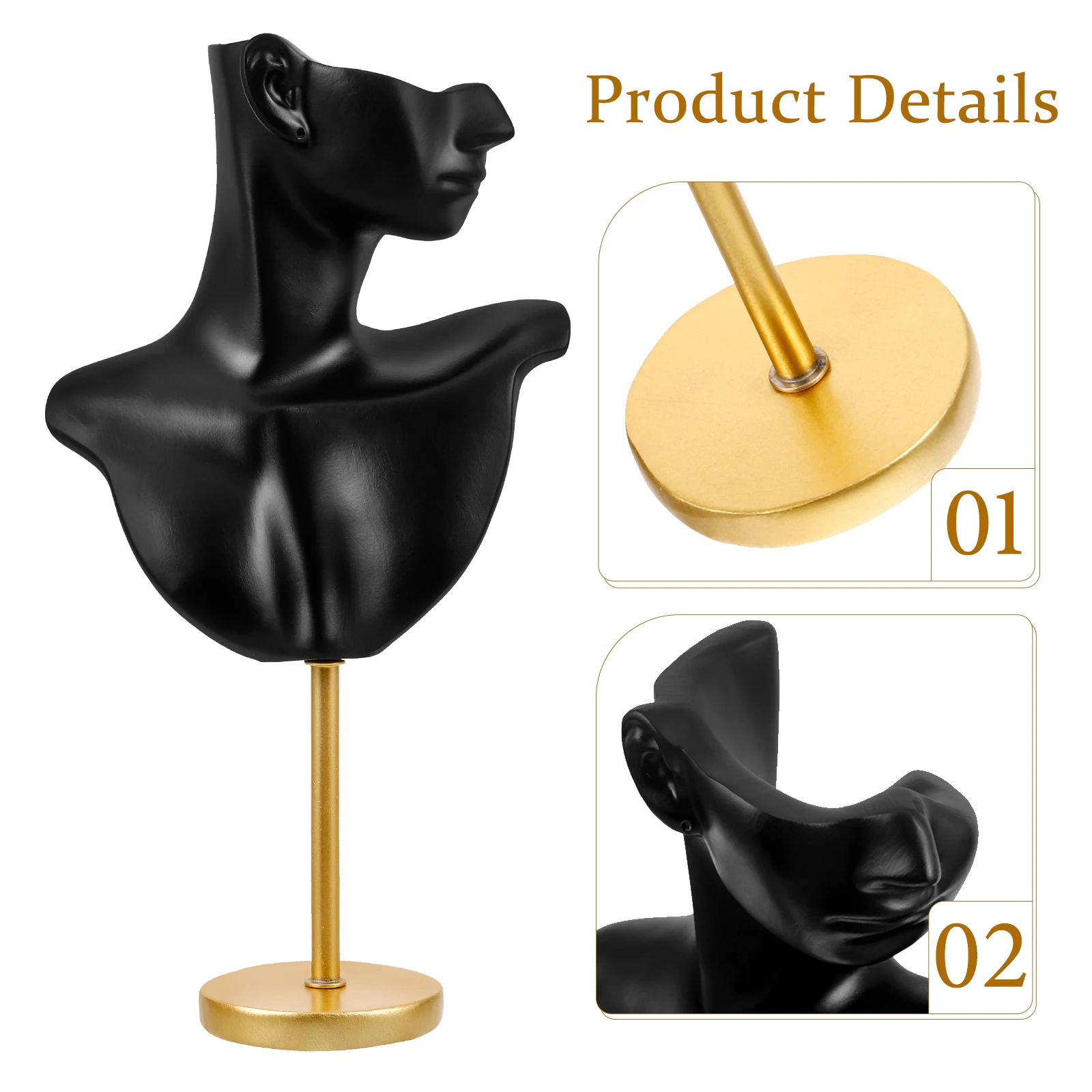 Earrings Display Stand Jewelry Holder Black Mannequin Necklace Rack Creative Organizer Counter Props Resin Metal Base Double
Earrings Display Stand Jewelry Holder Black Mannequin Necklace Rack Creative Organizer Counter Props Resin Metal Base Double