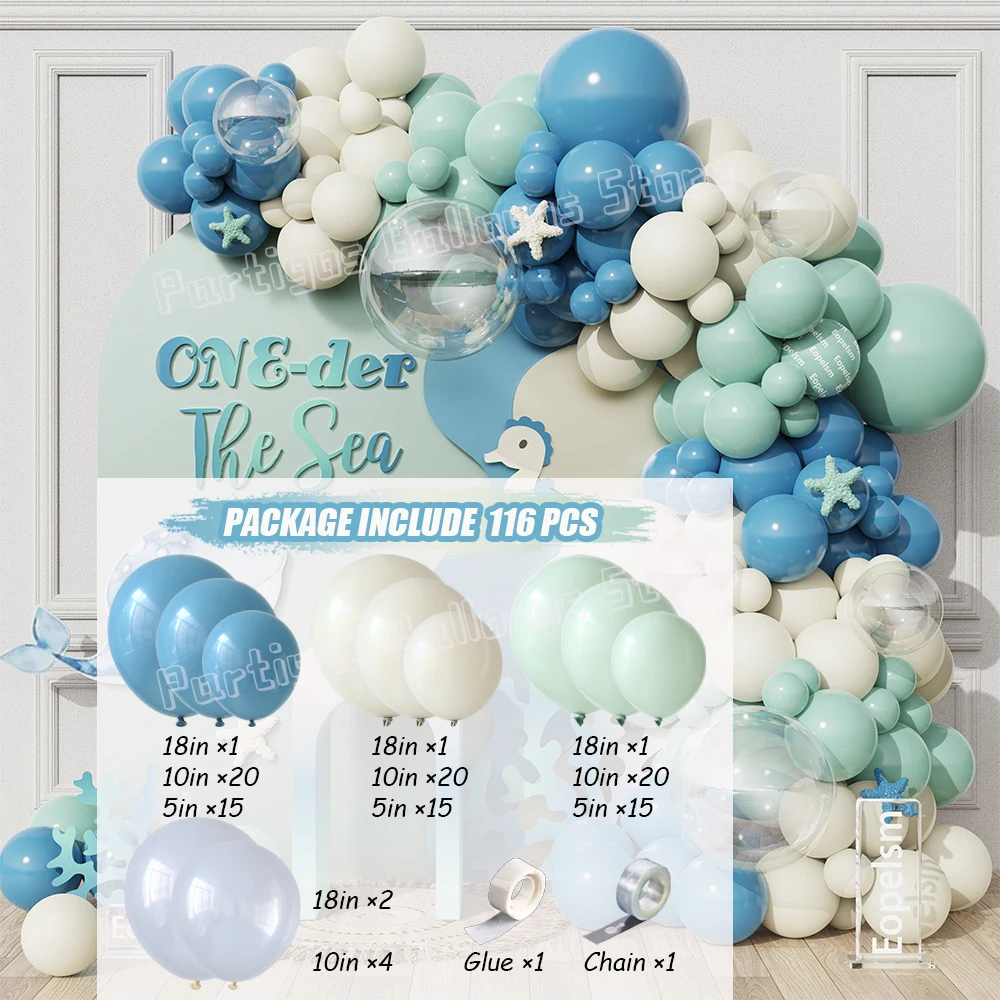 116Pcs Blue Purple Under The Sea Ballon Garland Kit Dusty Green Mermaid Birthday Baby Shower Ocean Animals Party Supplies Globos
116Pcs Blue Purple Under The Sea Ballon Garland Kit Dusty Green Mermaid Birthday Baby Shower Ocean Animals Party Supplies Globos