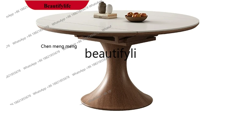 z183 Solid wood rock slab dining table and chair combination retractable round walnut color modern simple small apartment
z183 Solid wood rock slab dining table and chair combination retractable round walnut color modern simple small apartment