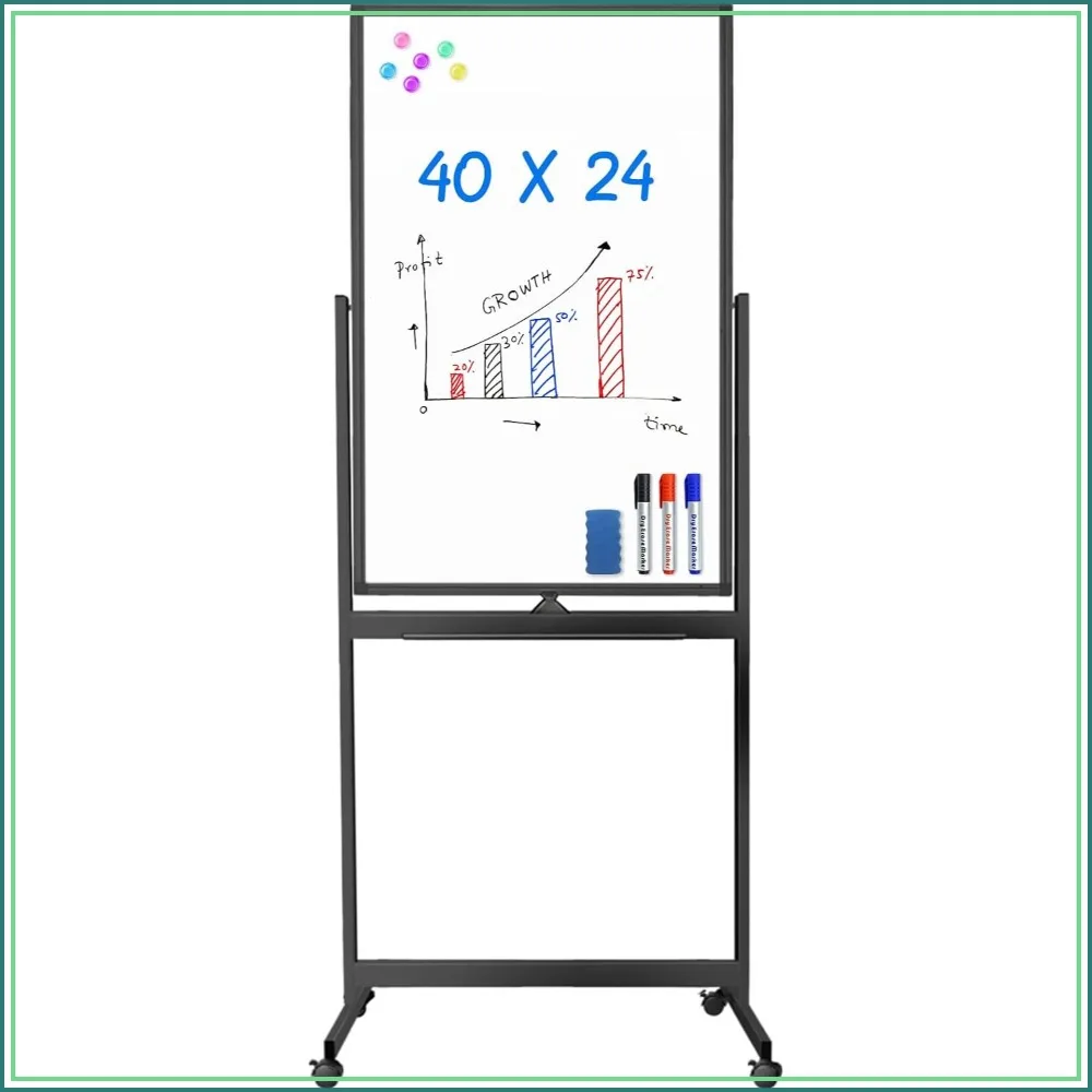 Double Sided Rolling Whiteboard 40x24, Aluminum Frame Dry Erase Board on Wheels for Office Classroom
Double Sided Rolling Whiteboard 40x24, Aluminum Frame Dry Erase Board on Wheels for Office Classroom