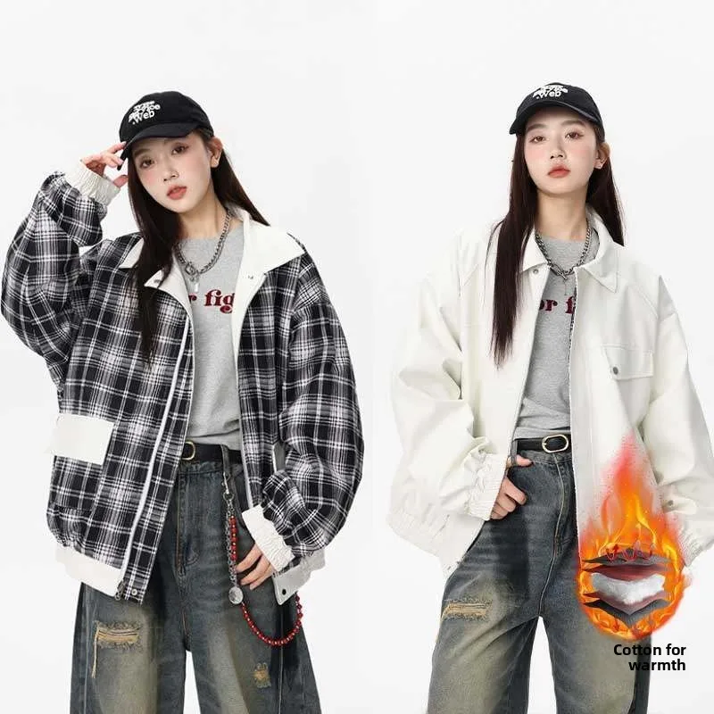 Double-Sided Wear PU Leather Cotton Jaet Men's Winter Thiened Plaid Biker Sle Faionable Youth Casual Coat Zipper Closure
Double-Sided Wear PU Leather Cotton Jaet Men's Winter Thiened Plaid Biker Sle Faionable Youth Casual Coat Zipper Closure