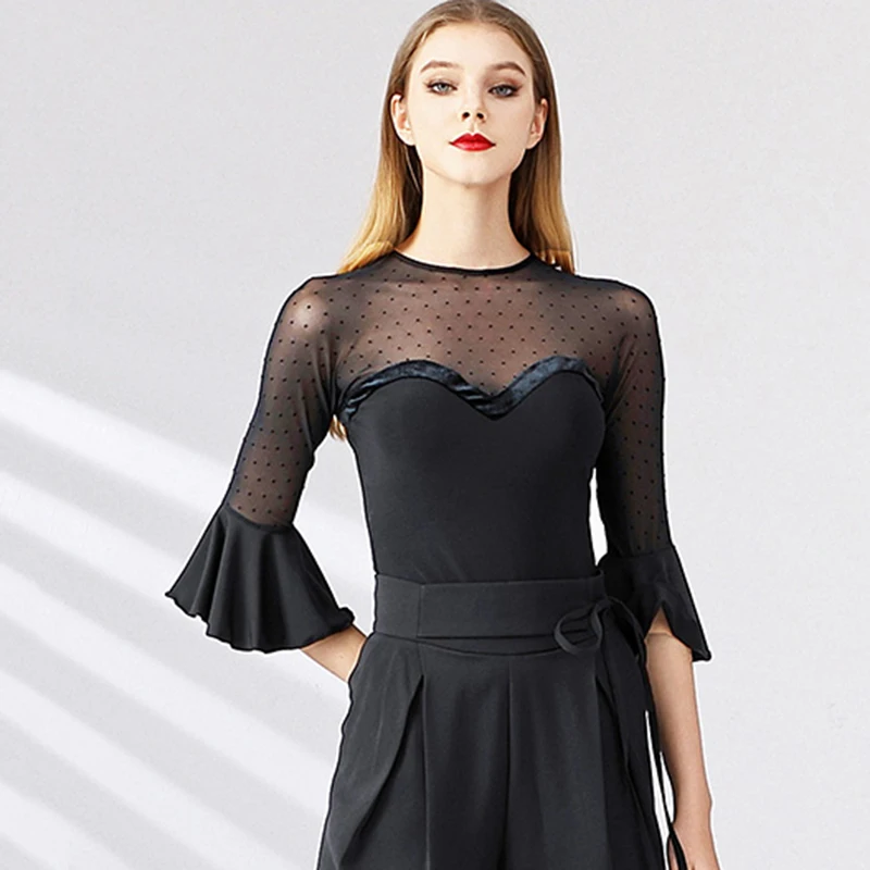 New Lotus Leaf Sleeve Modern Dance Costumes Women Latin Dance Top Mesh Ballroom Dance Leotard Clothes Waltz Practice Shirts
New Lotus Leaf Sleeve Modern Dance Costumes Women Latin Dance Top Mesh Ballroom Dance Leotard Clothes Waltz Practice Shirts